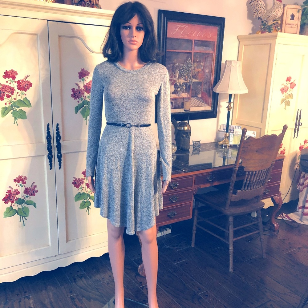 Long Sleeve Bar III Grey Sweater Dress